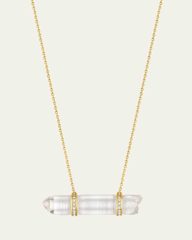 Crystal Quartz Double-Diamond Bar Necklace